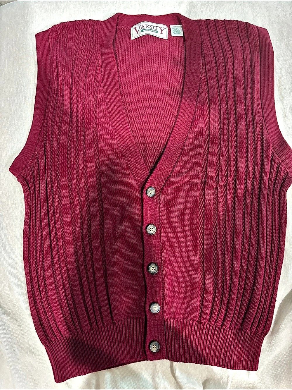 Varsity by Safire & Row Button-Front Sweater Vest in Red